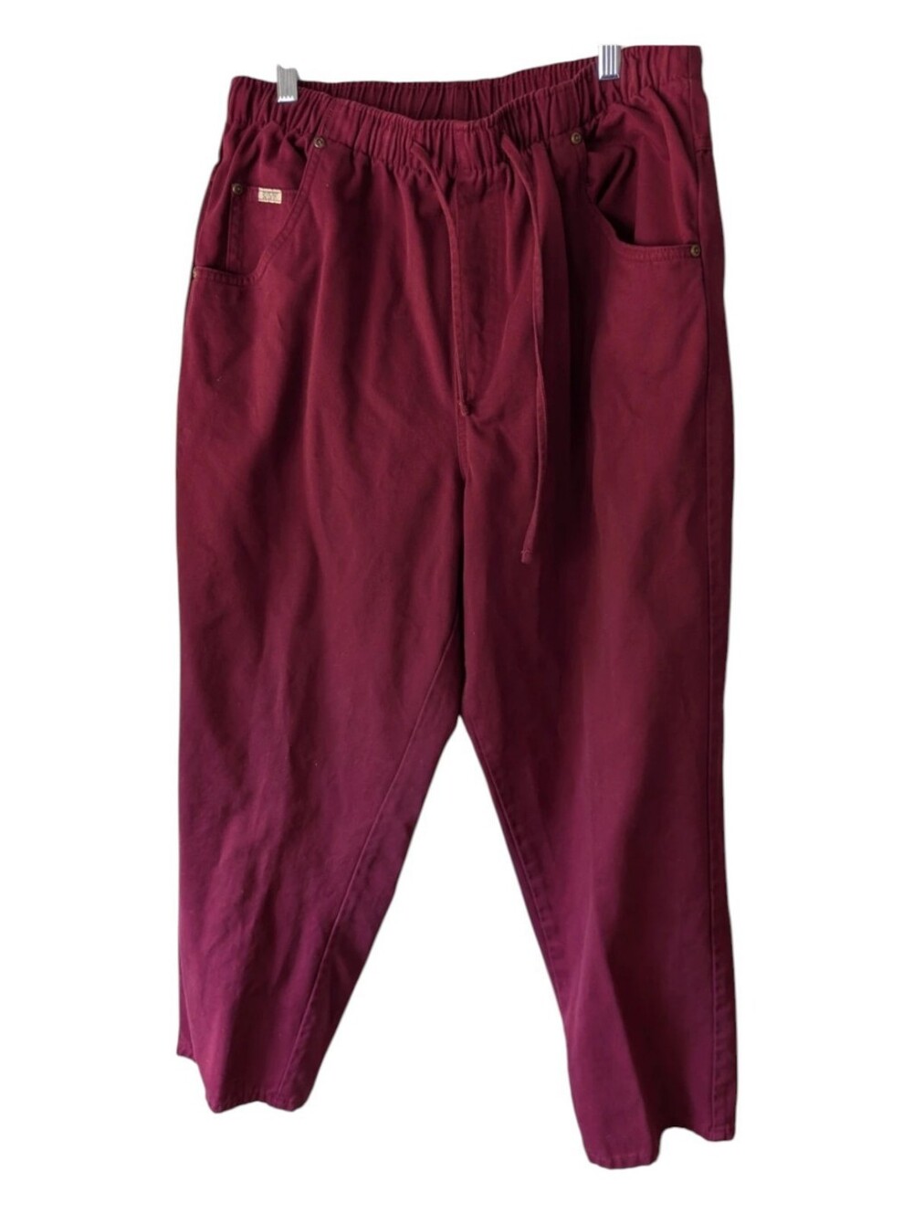 Vintage 90s Blassport 100% Cotton Burgundy High Waist Mom Pants Tapered 14S
